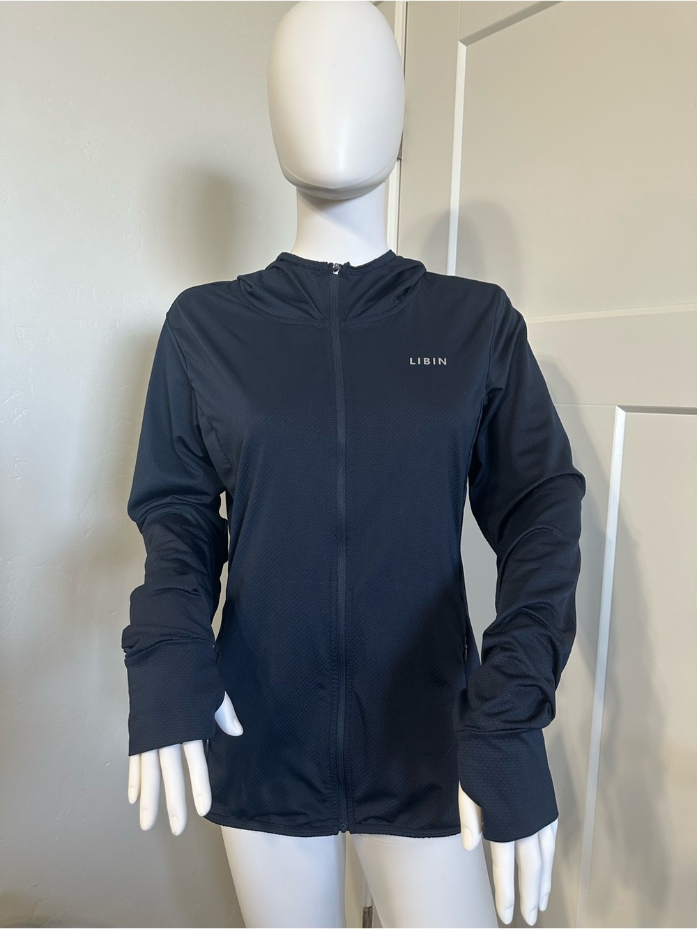 Libin Women's Navy Full‑Zip Hooded Performance Top